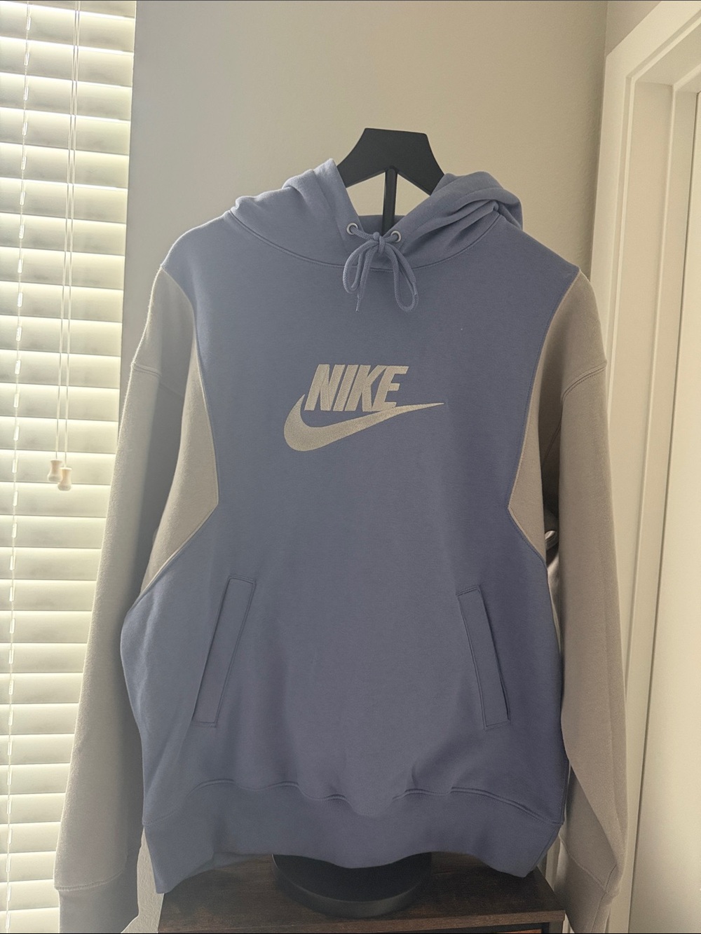 Nike Colorblock Fleece Pullover Hoodie ‘Blue/Gray and Silver’
